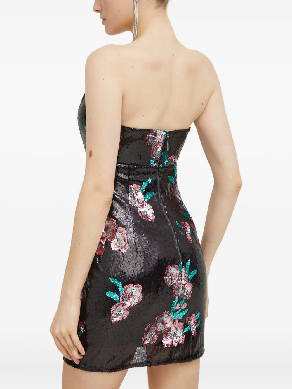 Guess Usa Sequin Floral Dress In Black