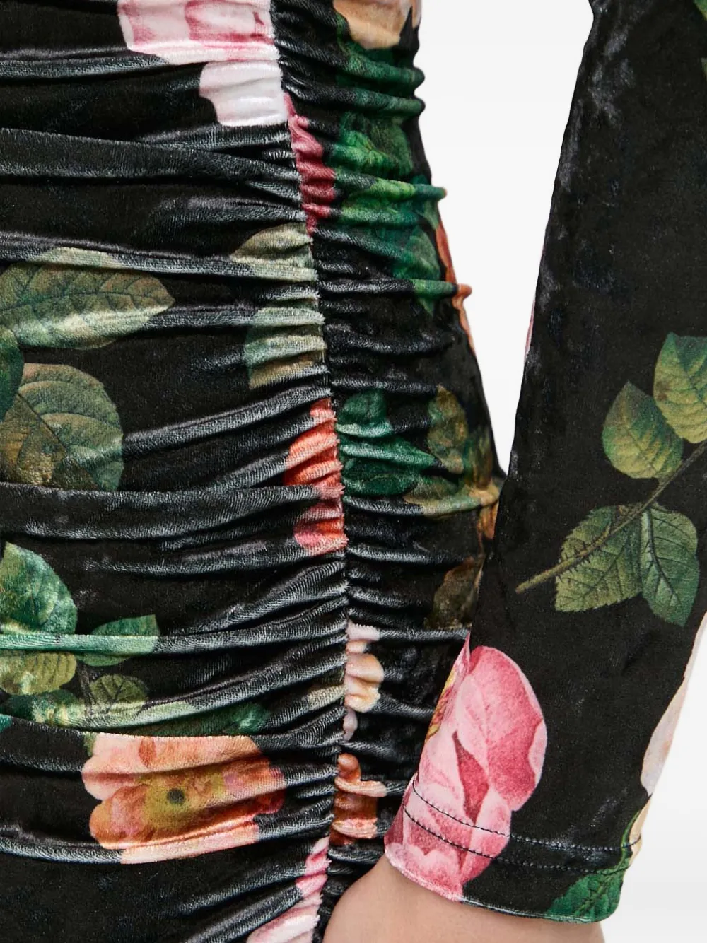 Guess Usa Floral Long-sleeve Dress In Black