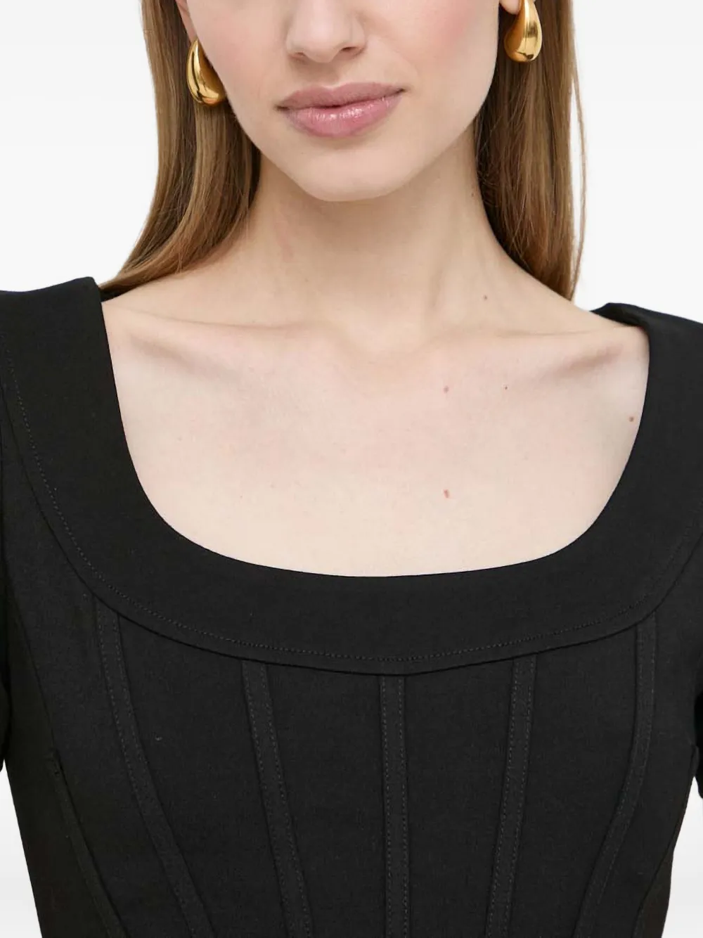 GUESS USA Jurk met vierkante hals en vlakken Zwart