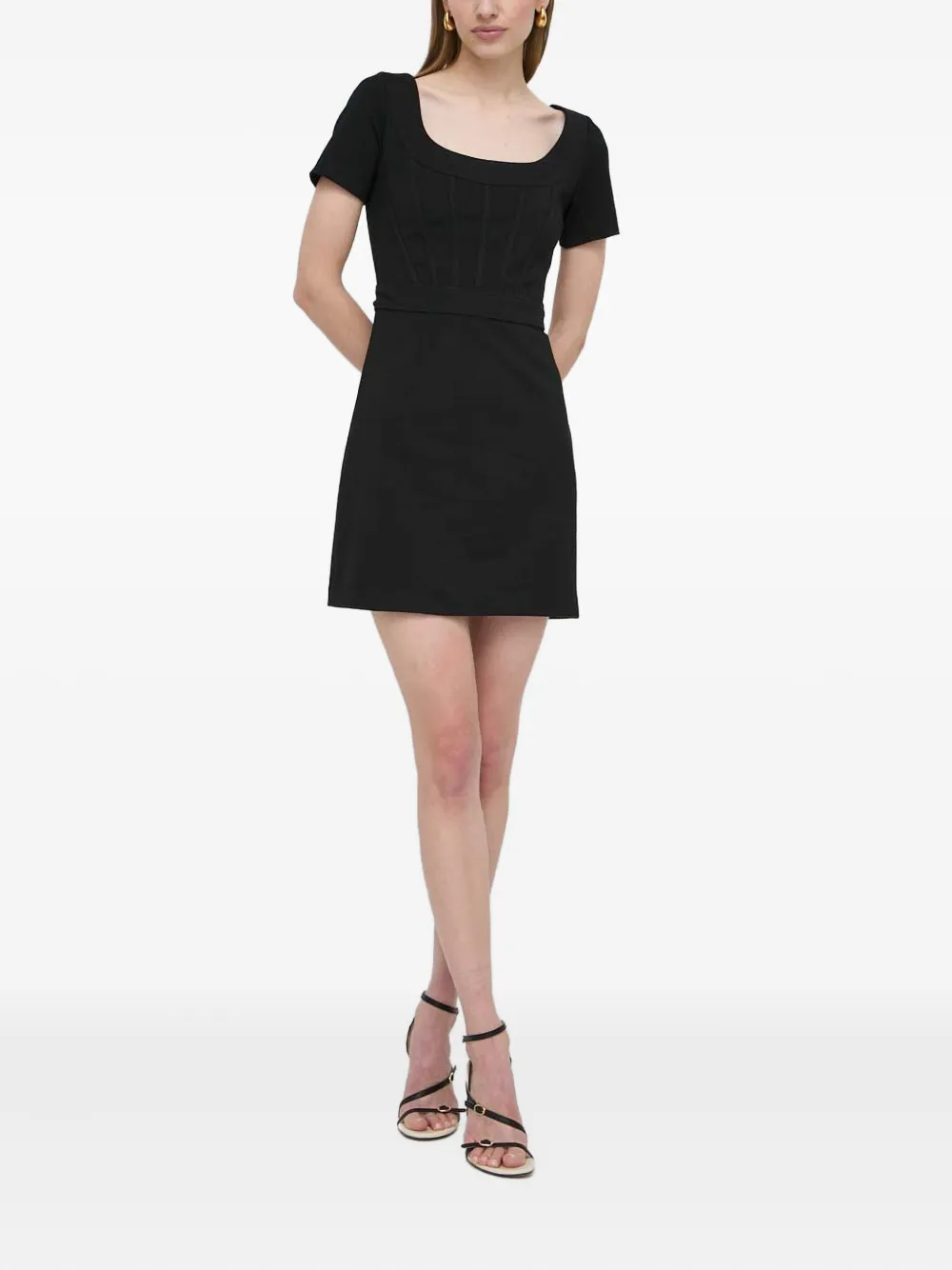 GUESS USA Jurk met vierkante hals en vlakken - Zwart