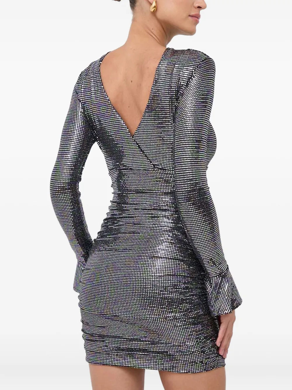 Guess Usa Long-sleeve Gathered Dress In Gray