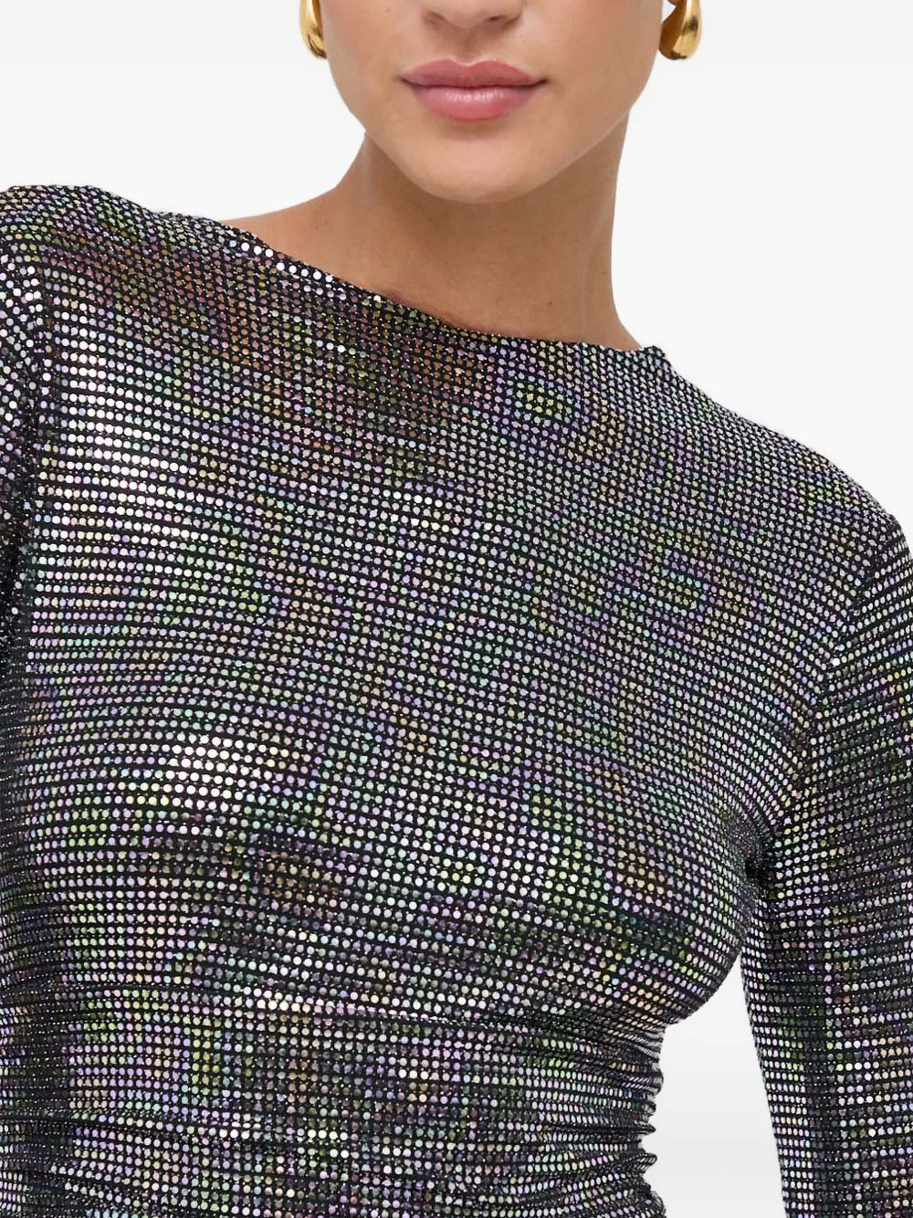 Guess Usa Long-sleeve Gathered Dress In Gray