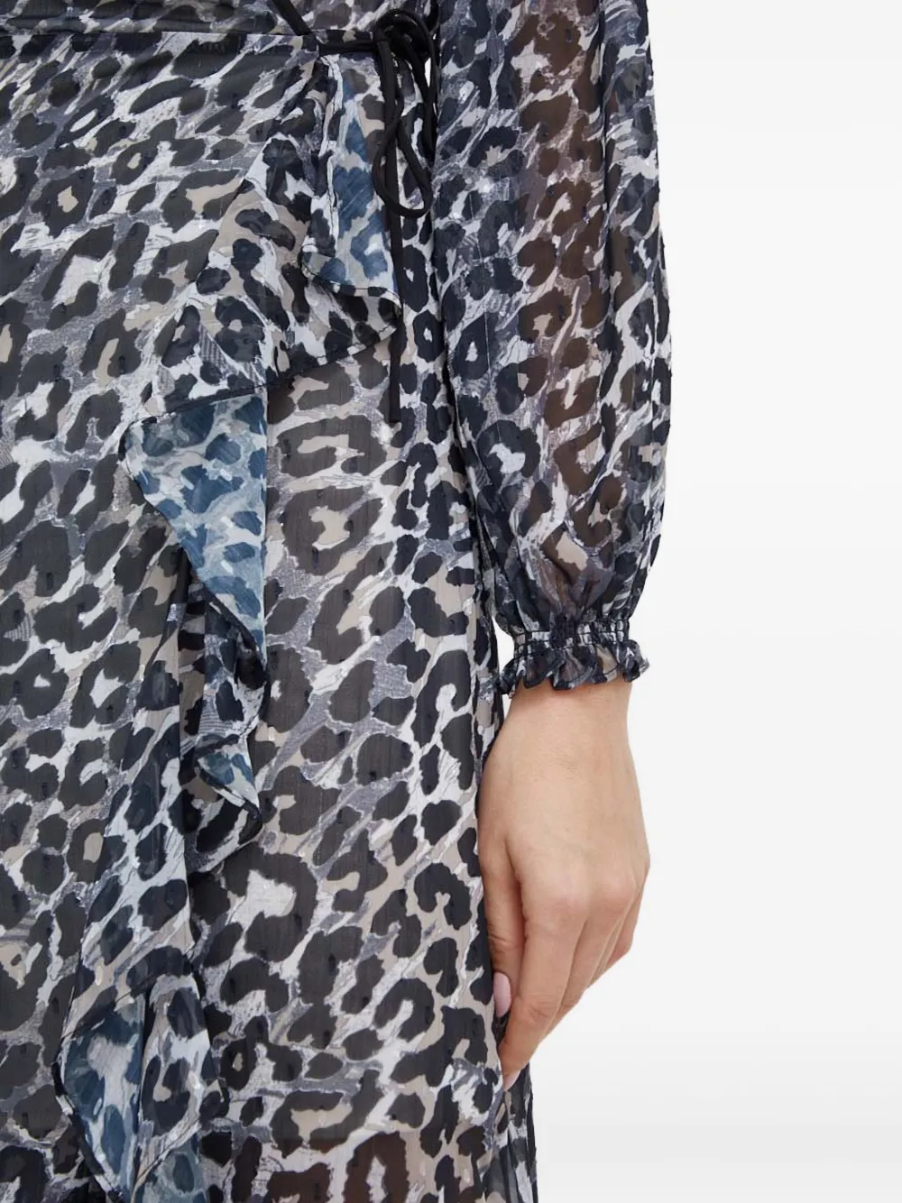 GUESS USA Jurk met dierenprint en ruches Grijs