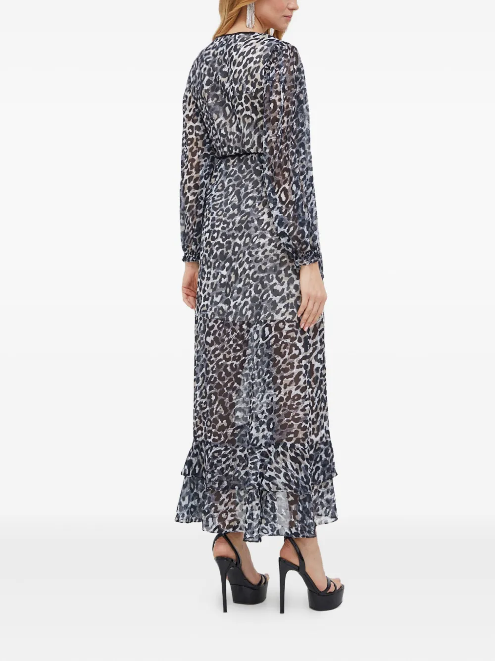 GUESS USA Jurk met dierenprint en ruches Grijs