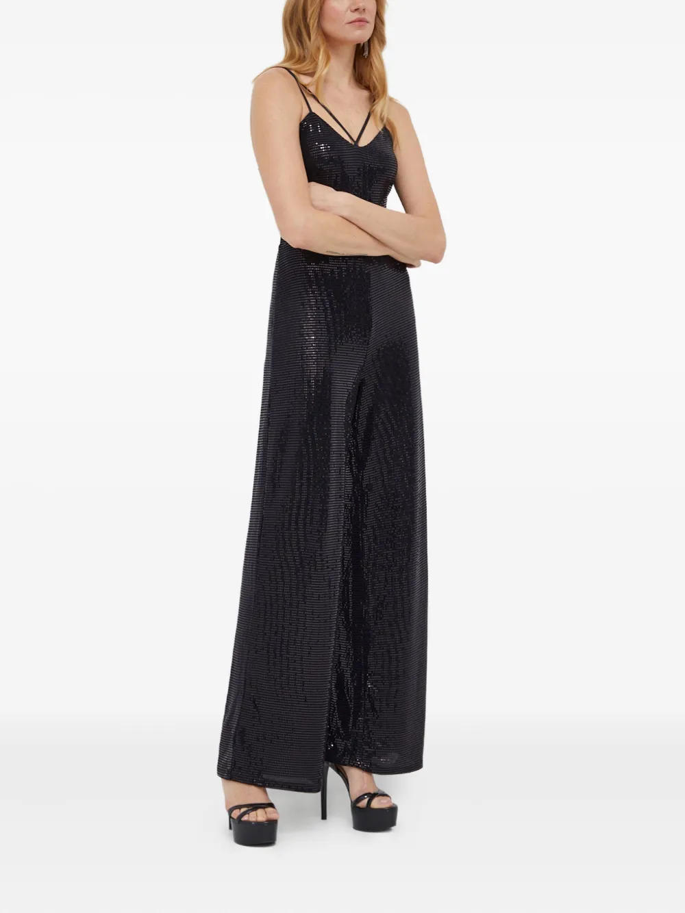 Guess Usa Sequin Strap Jumpsuit In Black