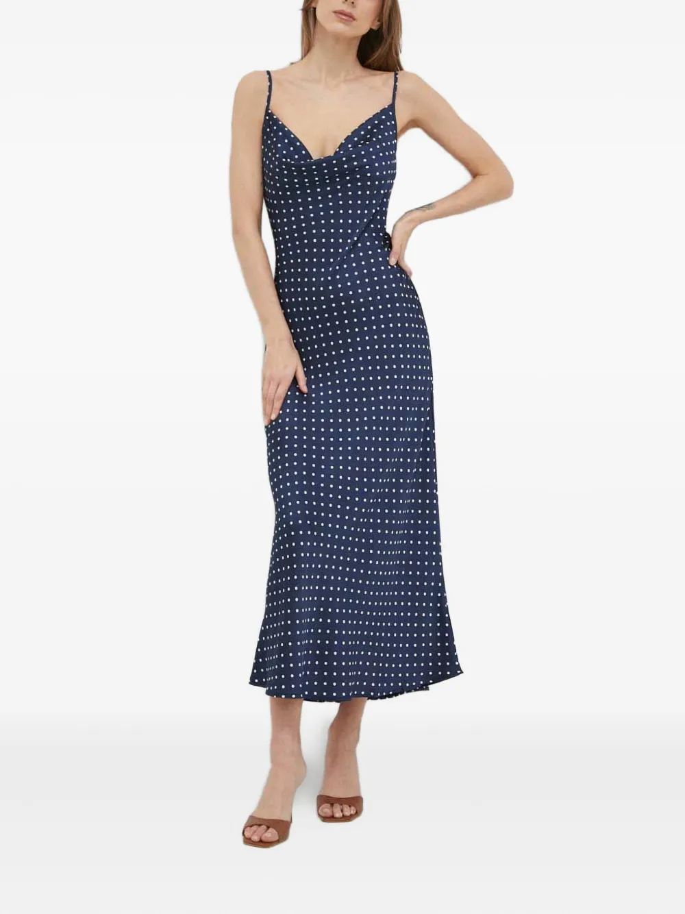 Guess Usa Polka-dot Slip Dress In Blue