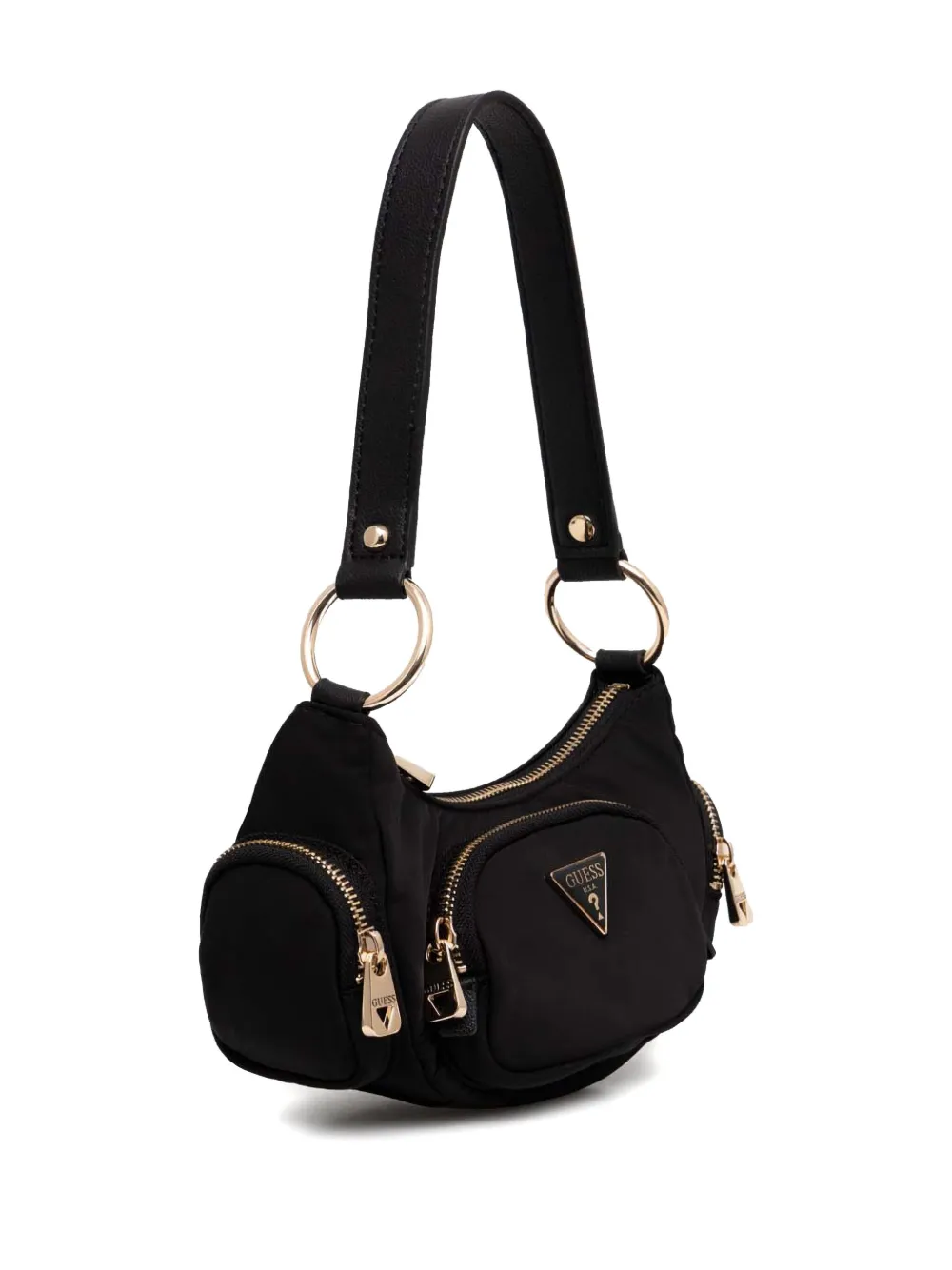 Guess Usa Logo-plaque Shoulder Bag In Black