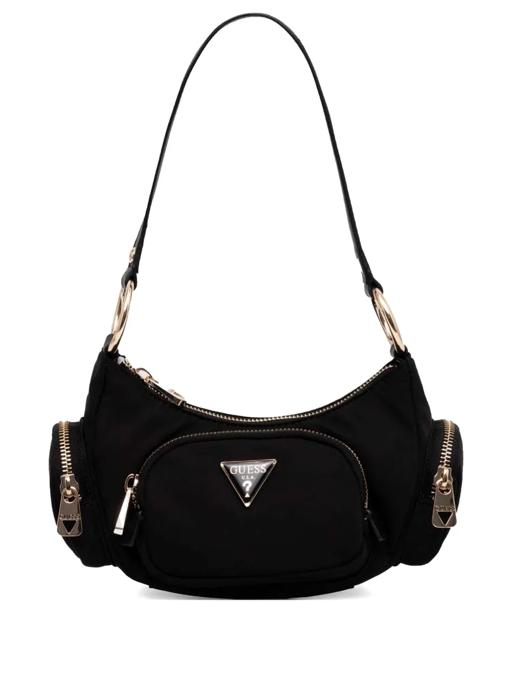Guess Usa Logo-plaque Shoulder Bag In Black