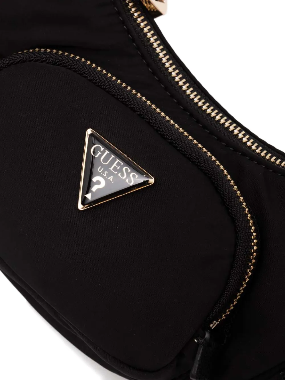 Guess Usa Logo-plaque Shoulder Bag In Black