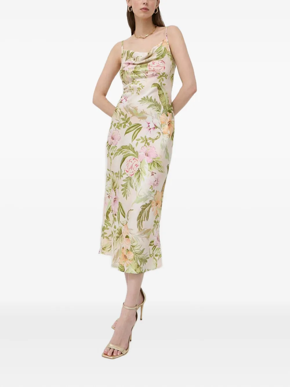 Guess Usa Cowl-neck Floral Dress In Multi