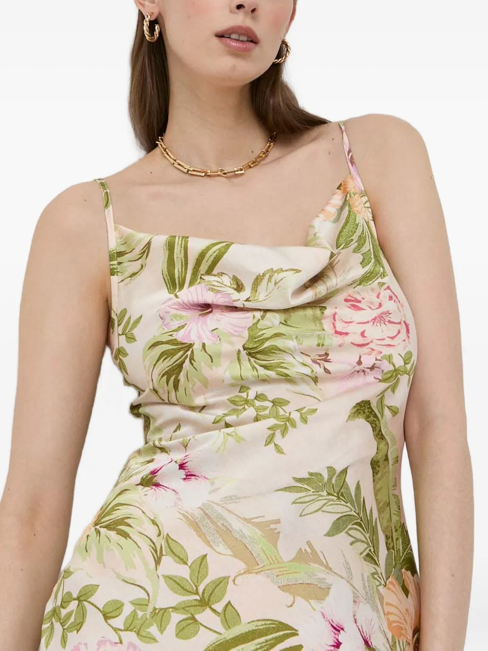 Guess Usa Cowl-neck Floral Dress In Multi