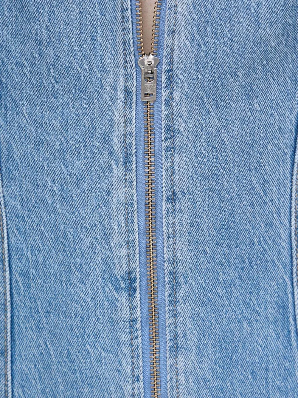 Guess Usa Sweetheart-neck Zip Dress In Blue