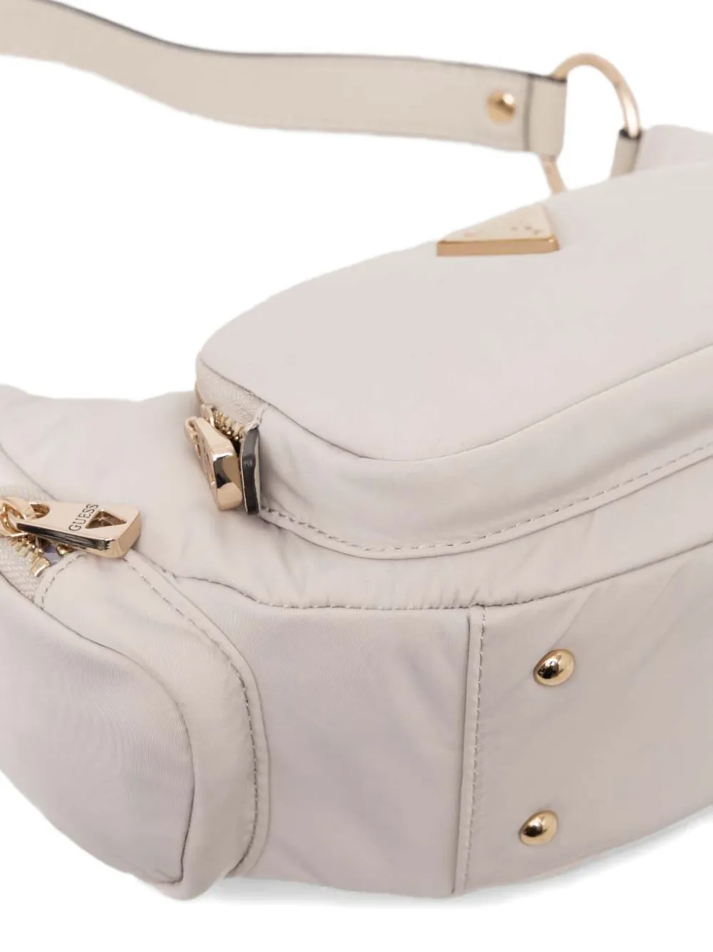 Guess Usa Logo-plaque Shoulder Bag In Neutrals