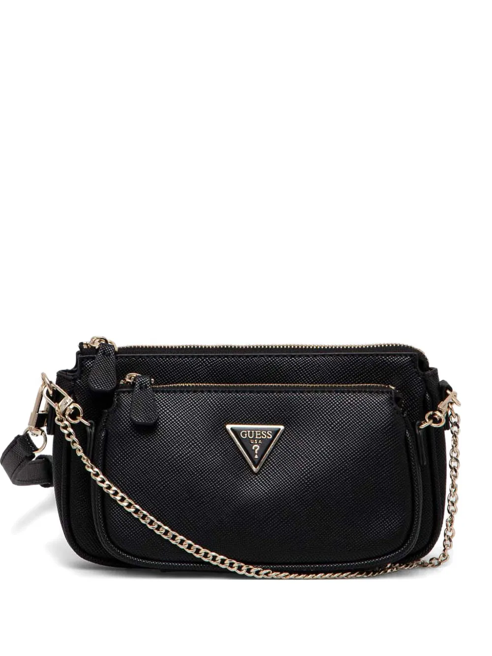 GUESS USA ロゴプレート ショルダーバッグ - ブラック GUESS USA ロゴプレート ショルダーバッグ - ブラック