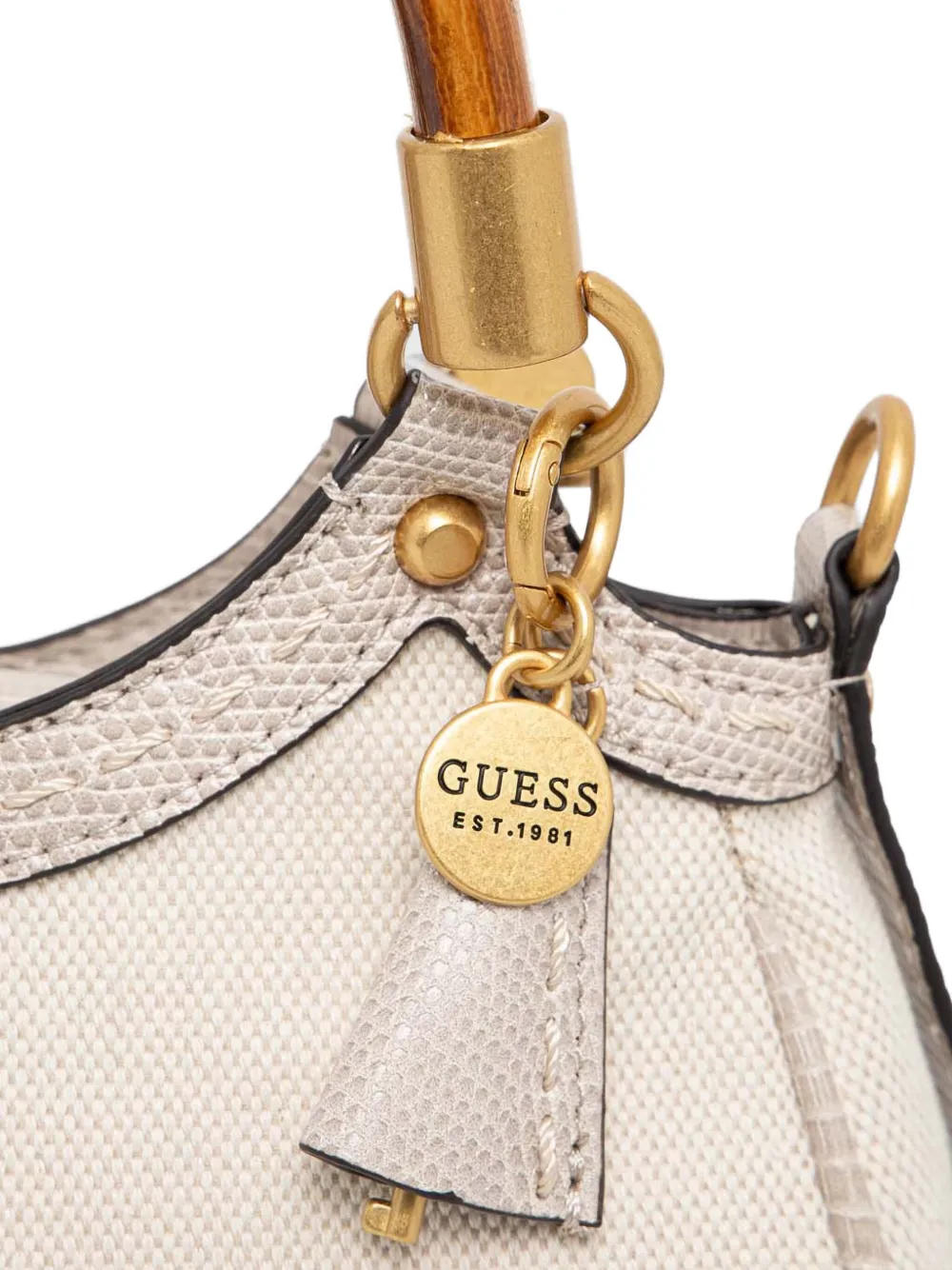 GUESS USA Shopper met logoplakkaat Beige