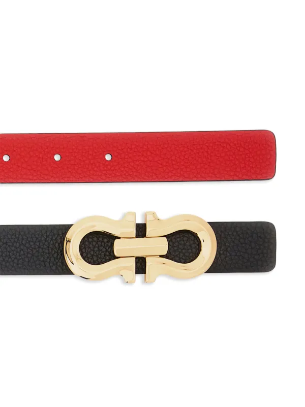 Ferragamo Gancini Reversible Leather Belt | Black | FARFETCH
