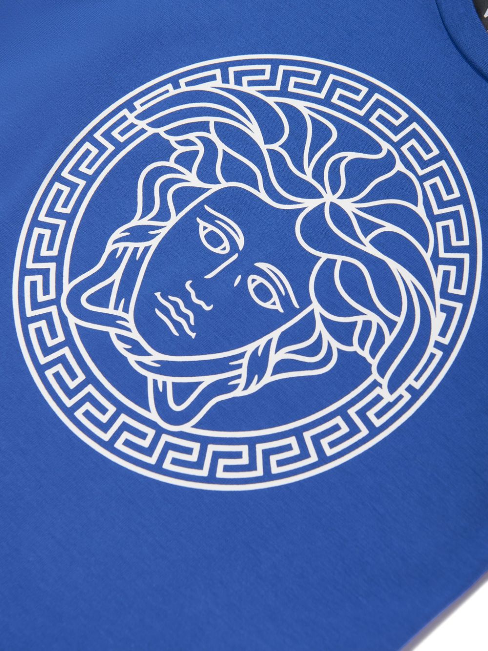 Versace Kids Katoenen T-shirt met Medusa-print Blauw
