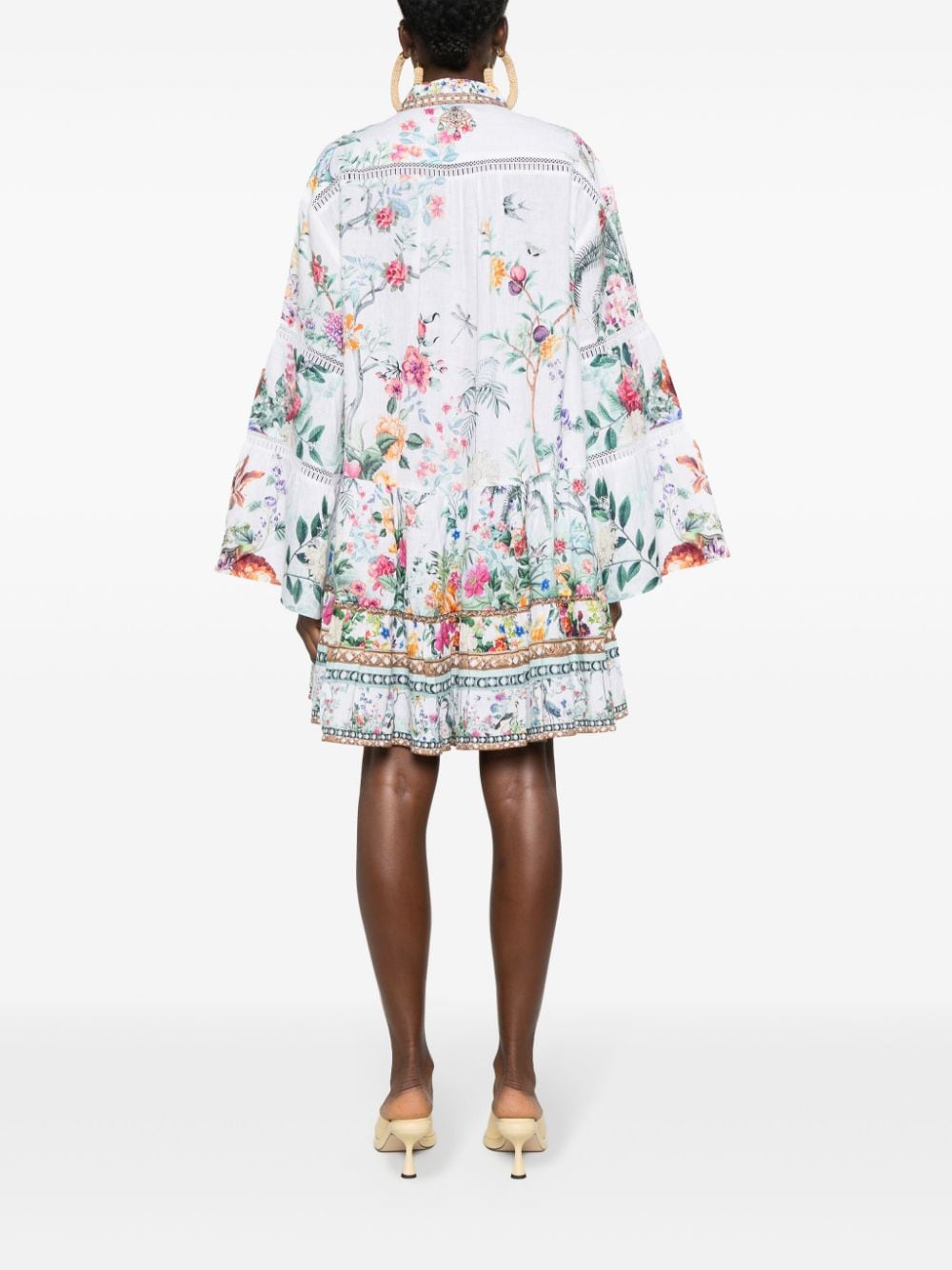 Shop Camilla Plumes And Parterres-print Mini Dress In White