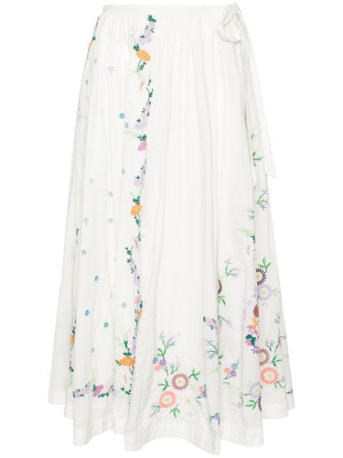 ALEMAIS Willa floral-embroidery skirt