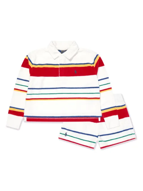 POLO RALPH LAUREN KIDS striped terry polo and shorts set