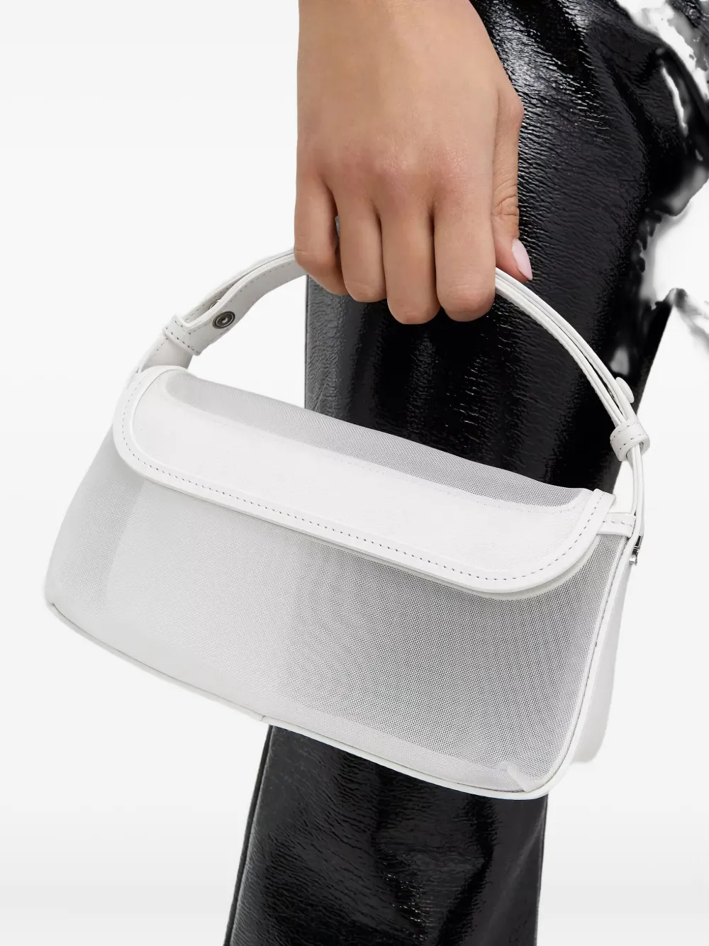 Courrèges curved-flap shoulder bag - Wit
