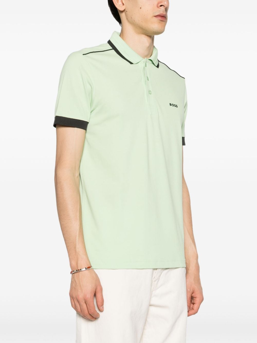 Shop Hugo Boss Logo-print Piqué Polo Shirt In Green