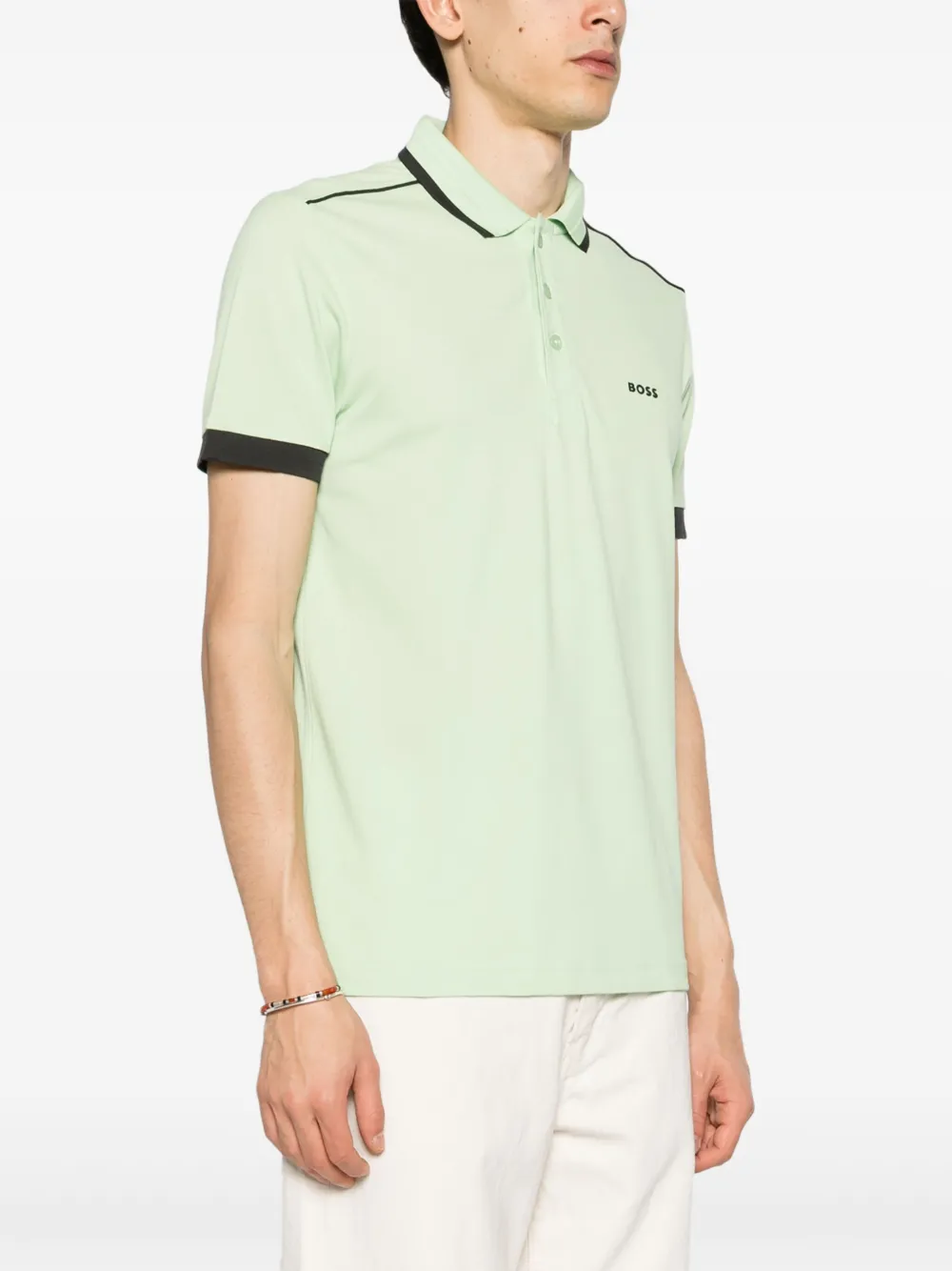 BOSS Piqué poloshirt met logoprint Groen