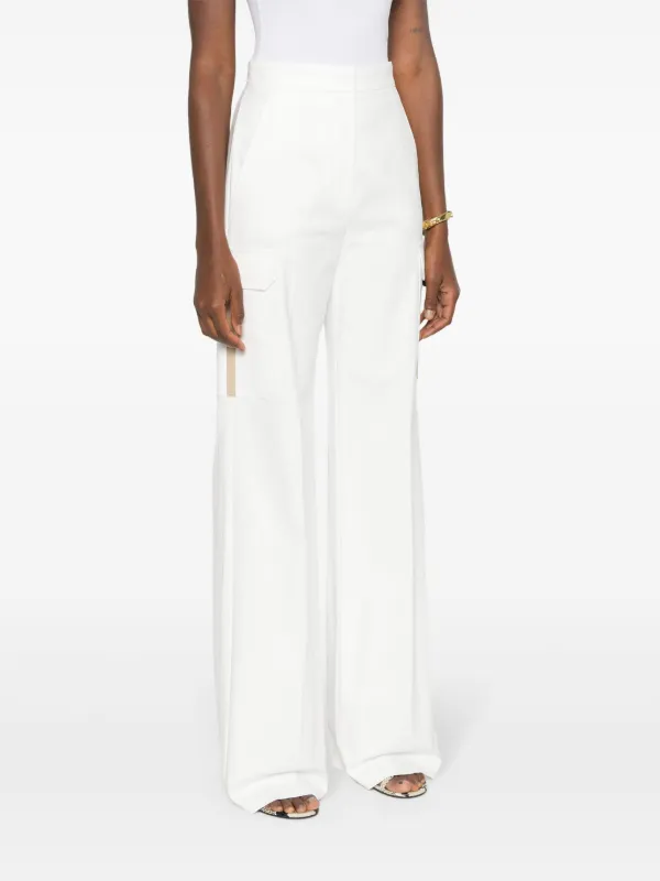 パンツ Max Mara White Stretch Cotton Edda Pant Max Mara Edda high-waist wide-leg Trousers | White | FARFETCH NZ
