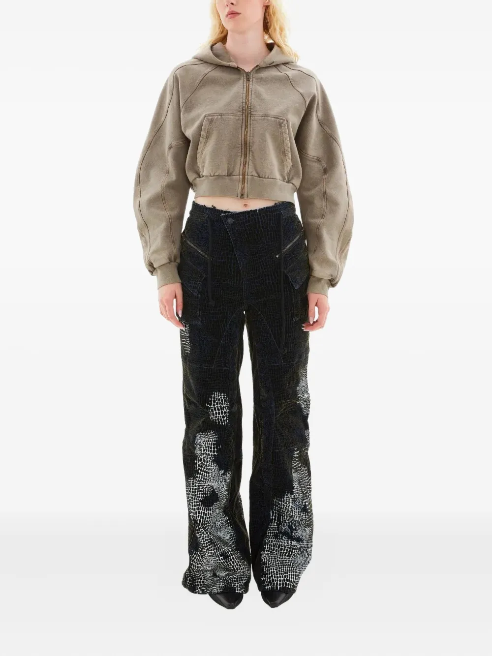 Ottolinger Jeans met wijde pijpen en slangen-effect - Zwart