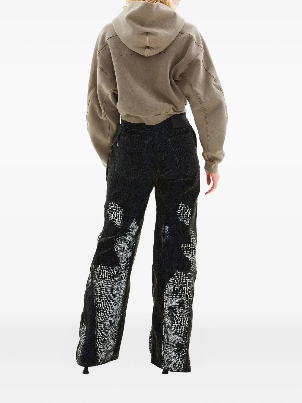 Ottolinger Jeans met wijde pijpen en slangen-effect Zwart