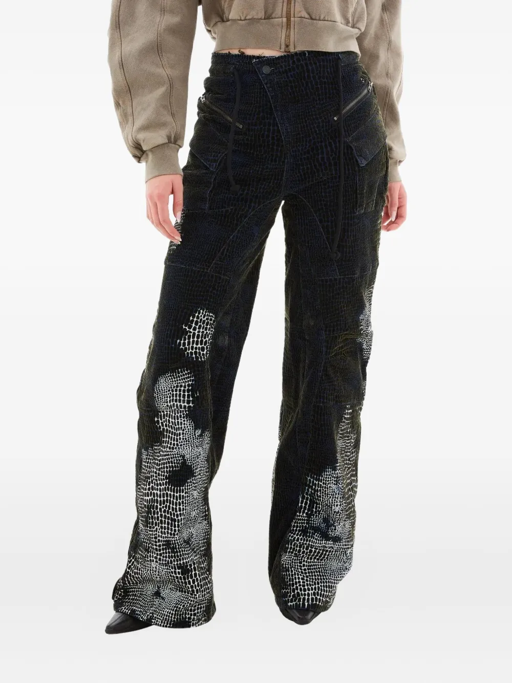 Ottolinger snake-effect wide-leg jeans | Black | Image 1