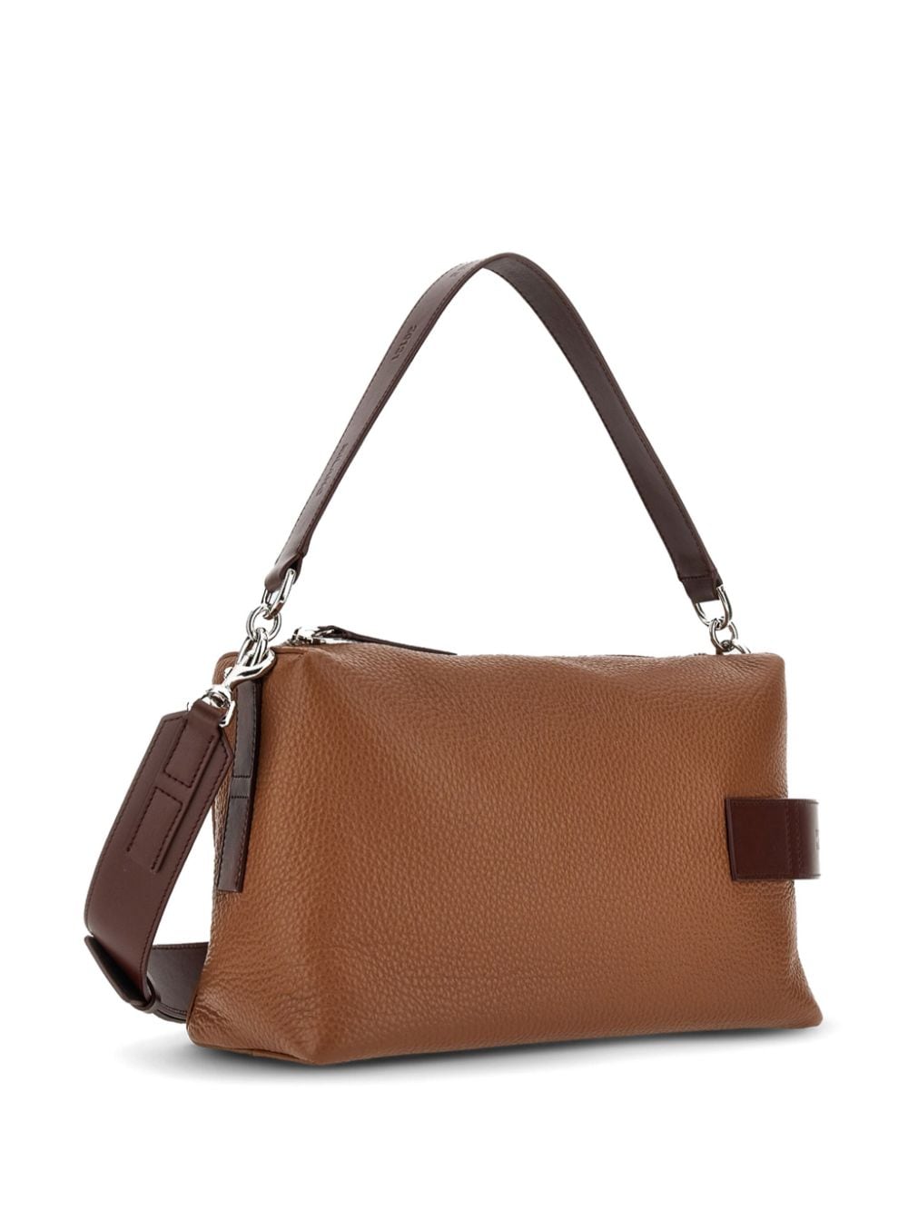 Shop Hogan Script Bauletto Leather Shoulder Bag In Brown