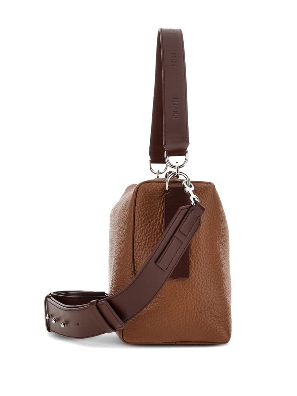 Shop Hogan Script Bauletto Leather Shoulder Bag In Brown