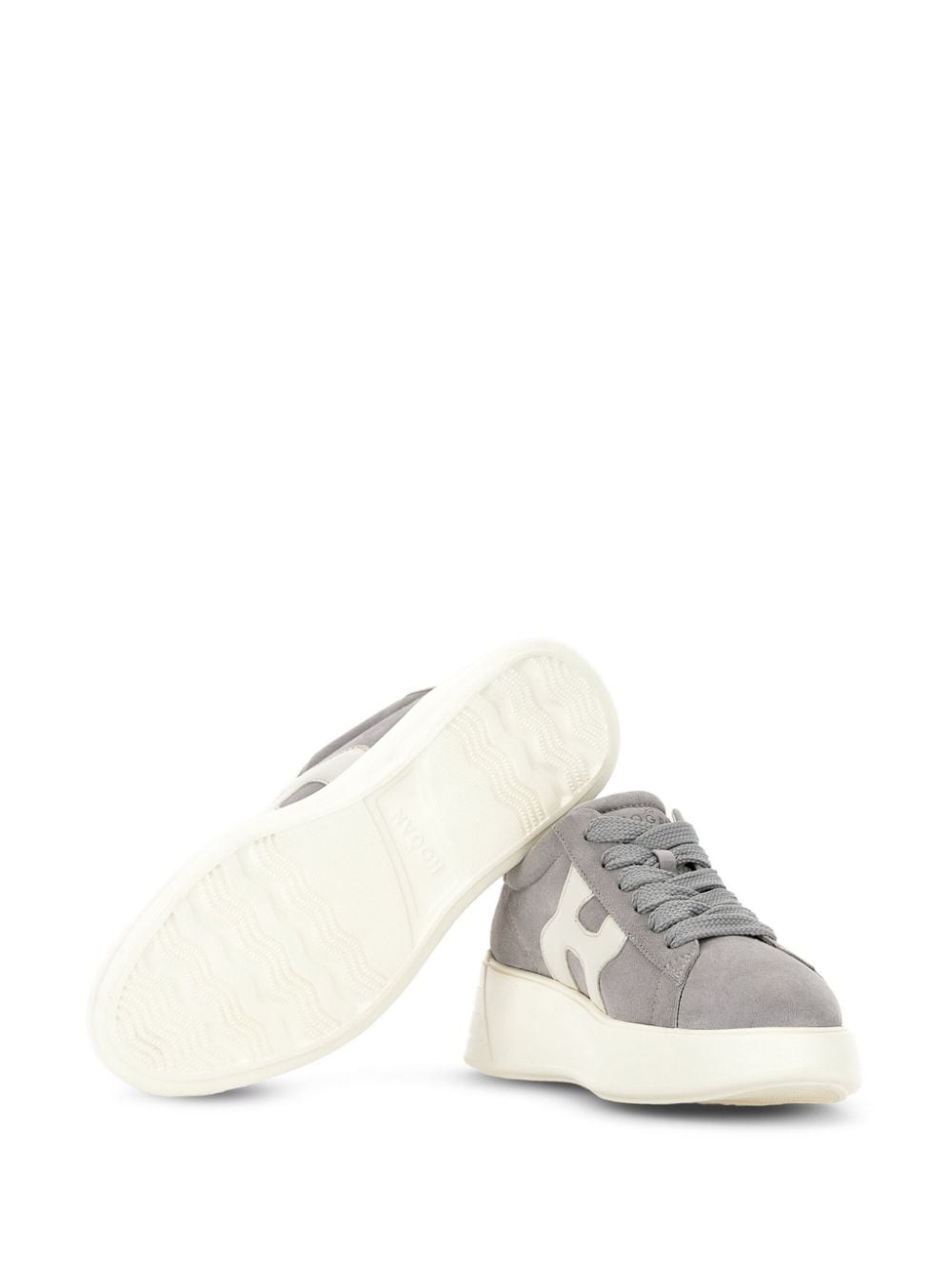 Shop Hogan Rebel H564 Platform Sneakers In Grey