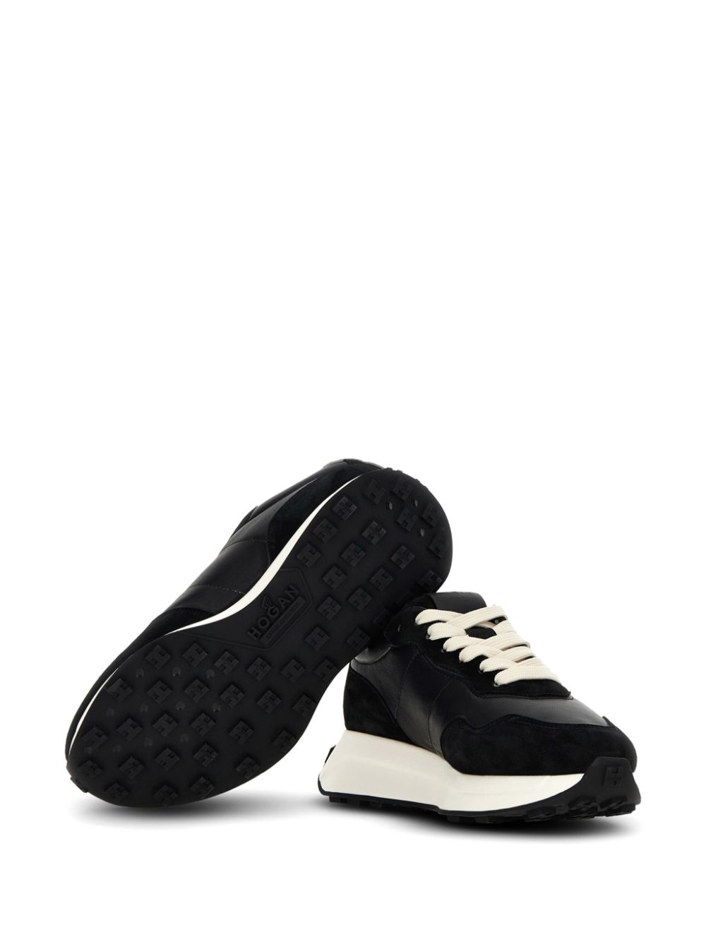 Shop Hogan Logo-patch Low-top Sneakers In Black