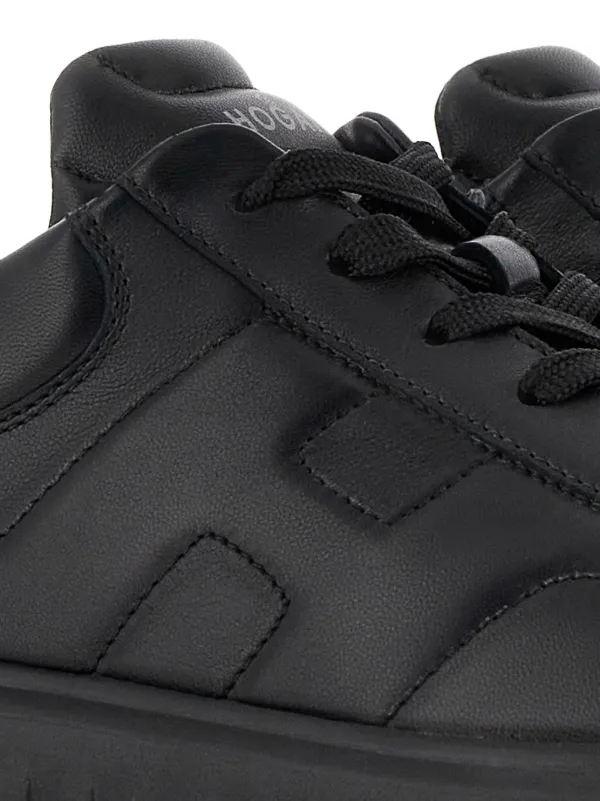 Hogan H-Stripes Leather Sneakers | Black | FARFETCH CA