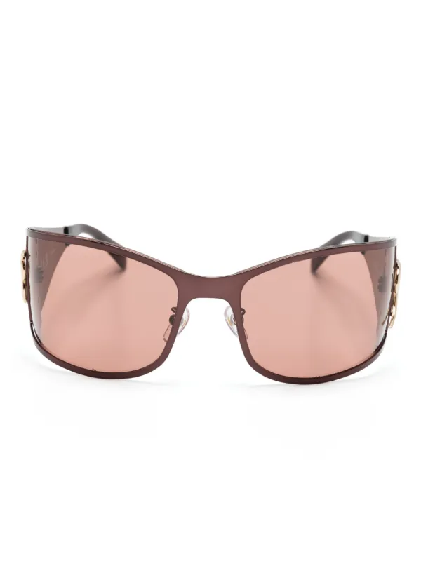 Blumarine wraparound frame sunglasses women Acetate Metal One Size Brown