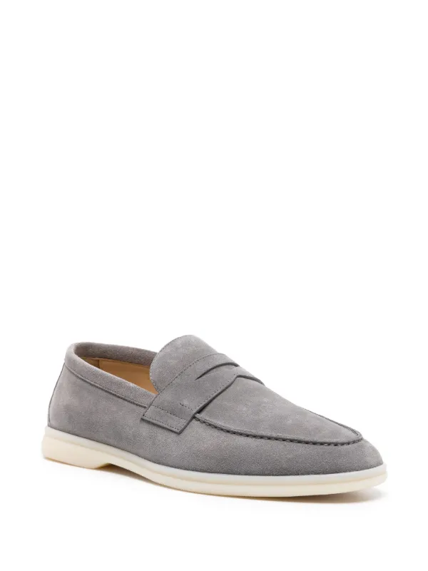 Scarosso Luciano Suede Penny Loafers Grey FARFETCH UK