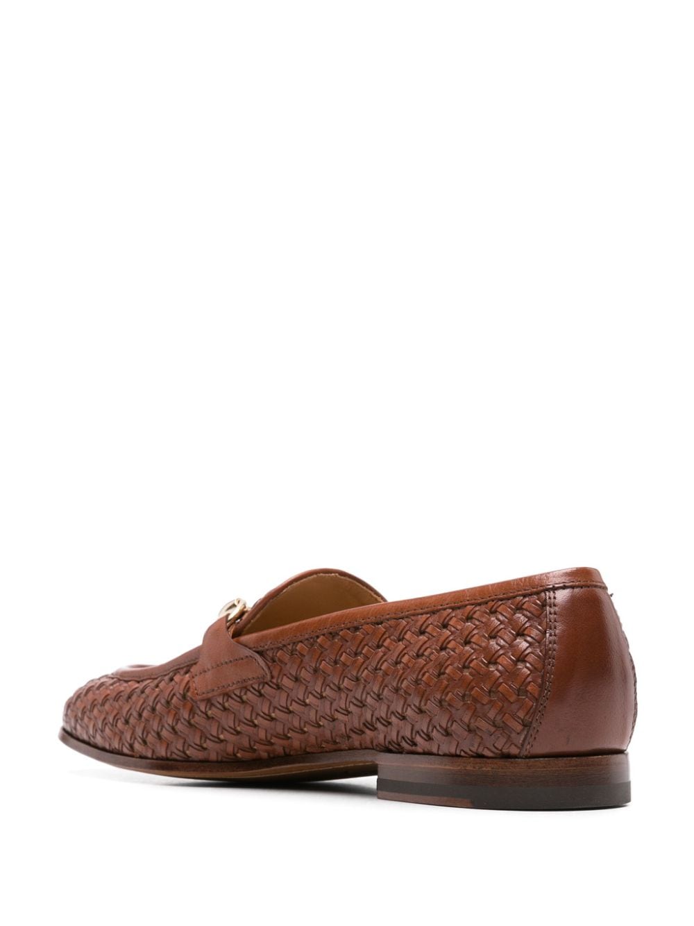 Shop Scarosso Alessandro Woven Leather Loafers In Brown