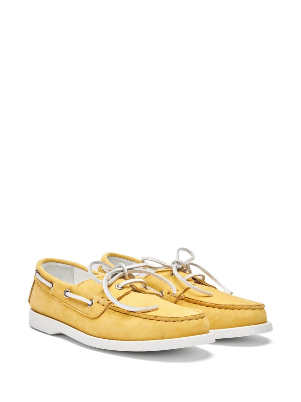 Shop Scarosso Oprah Leather Boat Shoes In Yellow