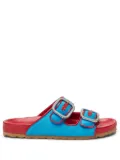 Scarosso Isa double-buckle leather slides - Blue