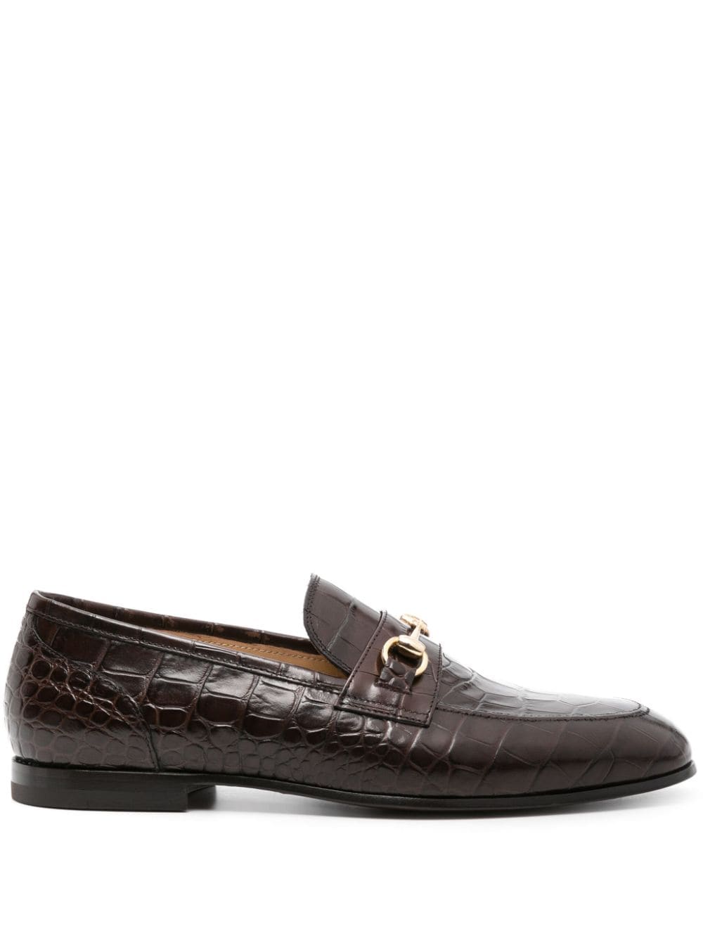Scarosso Alessandro Embossed-crocodile Loafers In Brown