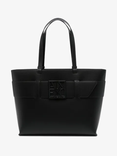 Armani Exchange logo-plaque tote bag