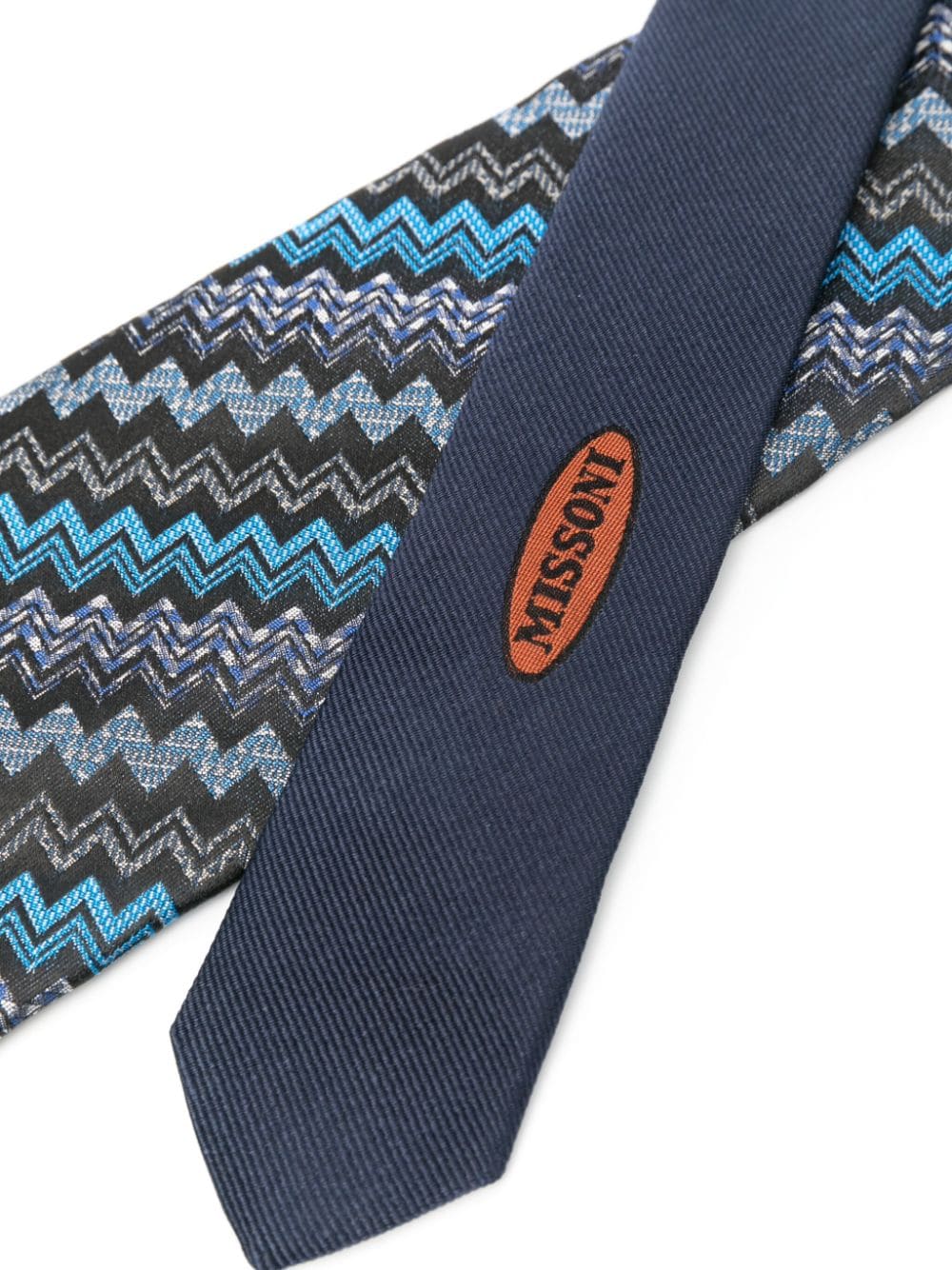 Missoni zigzag-jacquard silk tie - Blauw