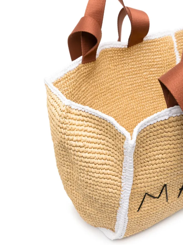 MARNI マルニ ミディアム ハンドバッグ ロゴ マクラメ 関税込 Marni Sillo マクラメ ハンドバッグ | ニュートラル | FARFETCH JP