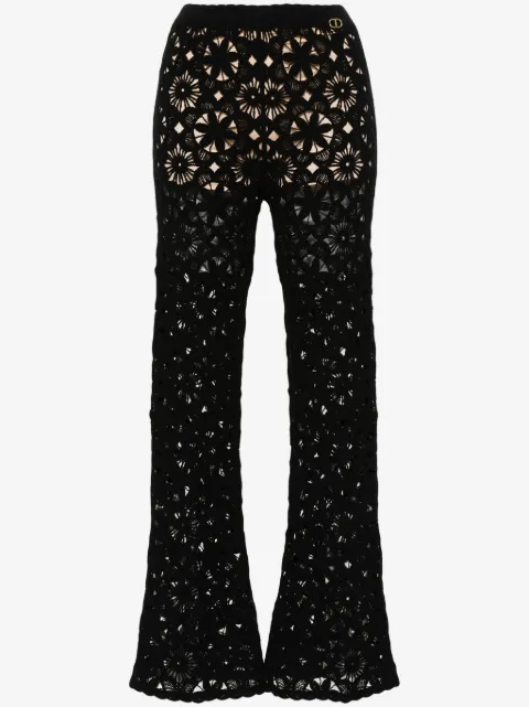 TWINSET floral-crochet flared trousers