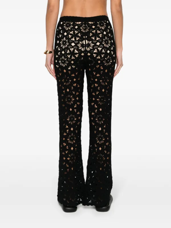 TWINSET floral-crochet Flared Trousers | Black | FARFETCH IN