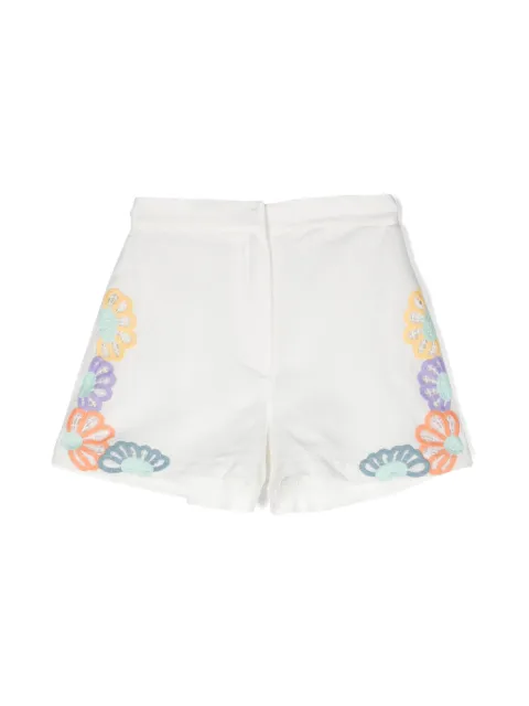 Stella McCartney Kids floral-embroidered linen-blend shorts