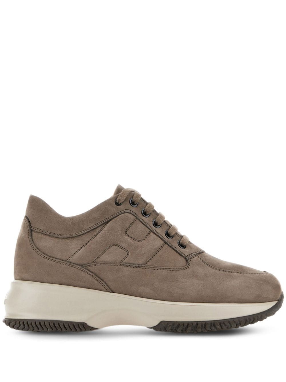 Hogan Interactive Lace-up Suede Sneakers In Brown