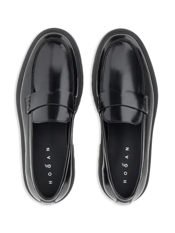 HOGAN ブラックレザー ローファー Hogan slip-on Leather Loafers | Black | FARFETCH